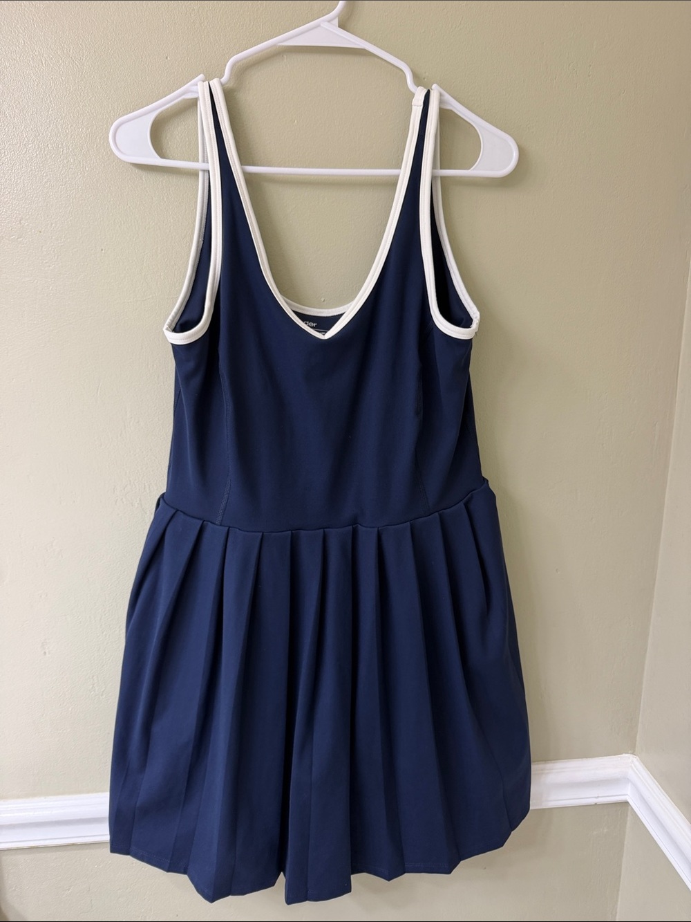 Navy Kids Pleated One-Piece Bodysuit with White Trim